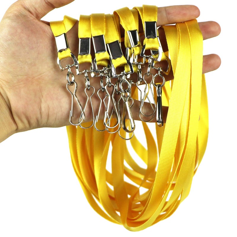 Ollain Bulk Lanyards Premium Cruise Lanyard Nylon Badge Lanyards Id Holder Perfect for Office, Kids, Teachers (Yellow, 100Pack) - Image 4